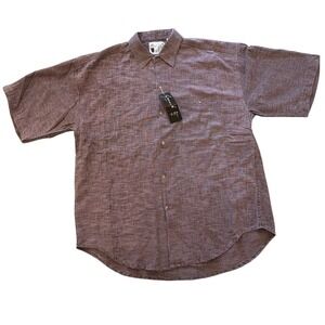 Vintage Goouch Mens Purple Cotton Texture Short Sleeve Button Down Shirt M NWT